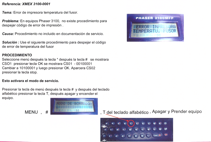 Corregir error de temperatura en Impresora Xerox Phaser 3100 MFP